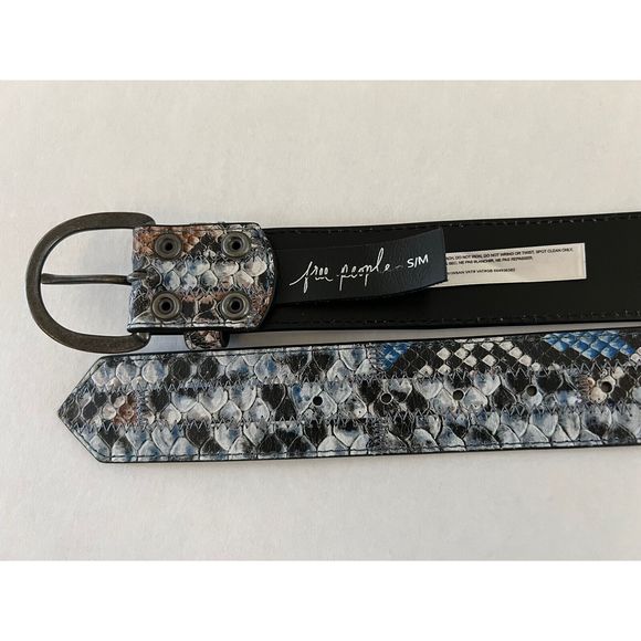 Free People Snake Embossed Leather Belt, S/M, NEW! - Picture 6 of 11